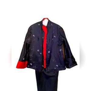 Reversible Silk Vintage jacket and pants- made in Hong Kong